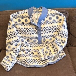 PINK Victoria's Secret Blue and Cream Patterned Fleece Hoodie